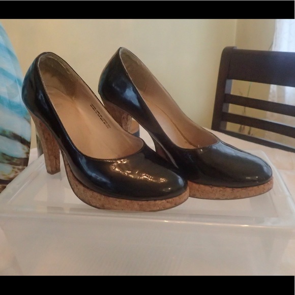 B2 Cork black patent leather pumps - Picture 2 of 5